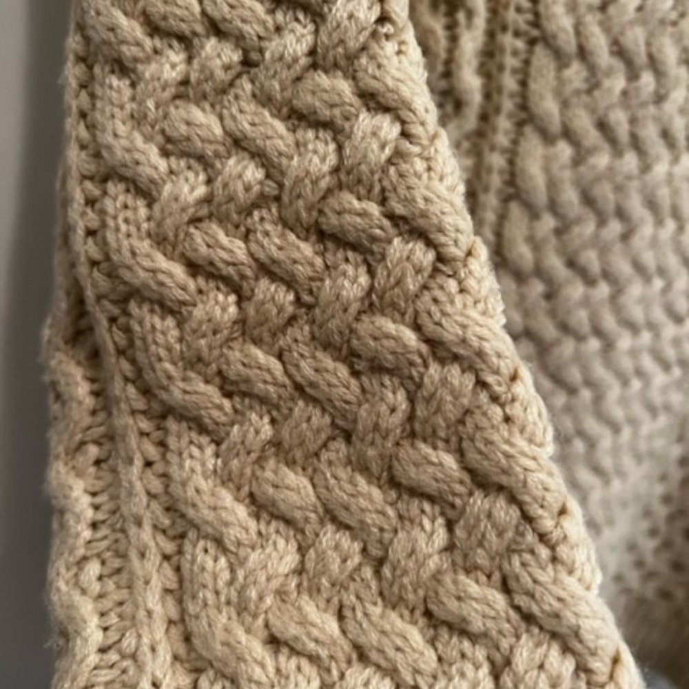CLEARANCE Cream Colored Cable Knit Sweater - Picture 6 of 7